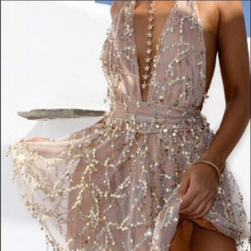 New Blush/Gold Sequin Romper